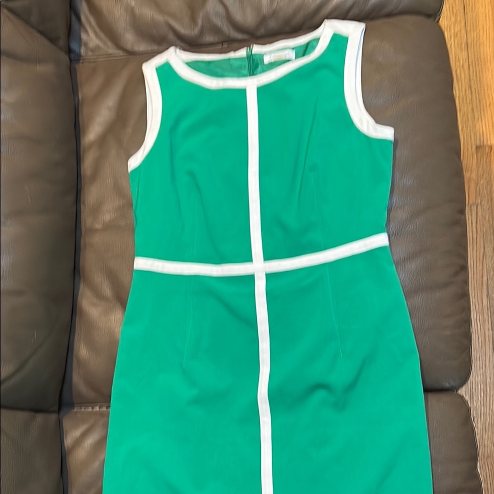 Calvin Klein Green Sheath Mini Dress Sleeveless Crew Neck